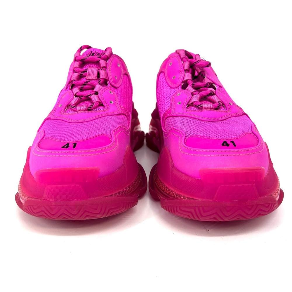 Balenciaga Triple S Sneakers Shoes Mens Size 41 Clear Sole Pink Logo Lace Up NEW - Picture 5 of 15